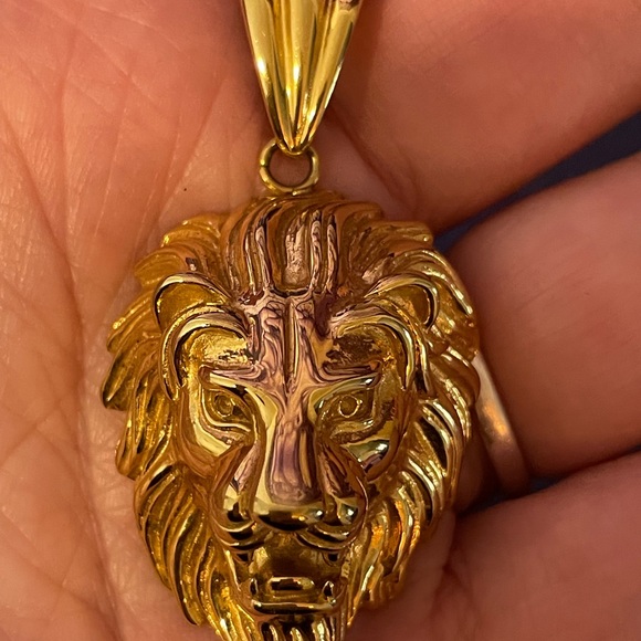 Mens Lion Head Pendant - Picture 2 of 5